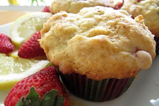 Strawberry Lemon Buttermilk Muffins