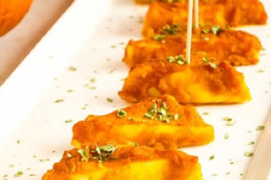Baked paneer in pumpkin sauce