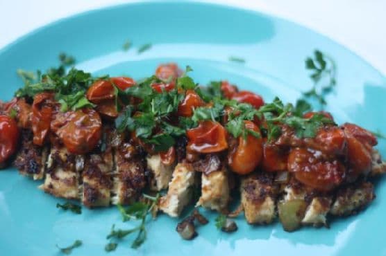 Chicken with Cherry Tomato Heavy Cream Sauce