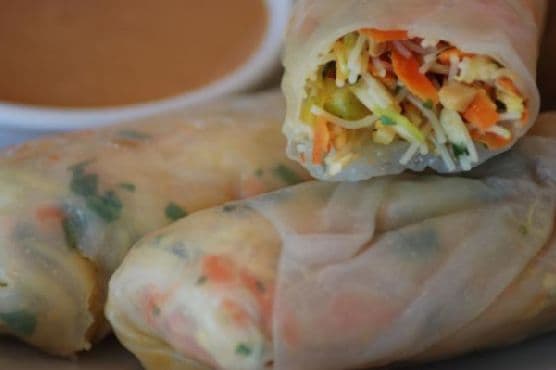 Gluten Free Vegetarian Spring Rolls With Thai-Style Peanut Sauce