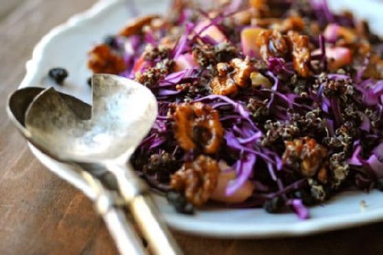 Red Cabbage Salad with Quinoa, Blueberries & Cinnamon Walnuts