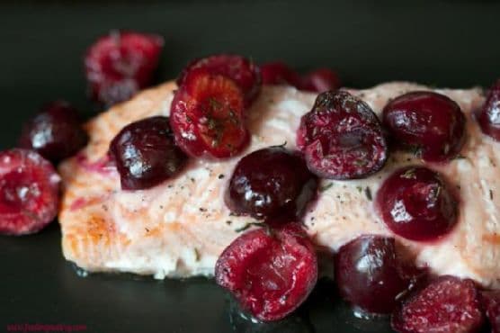Roasted Alaskan Salmon with Cherries