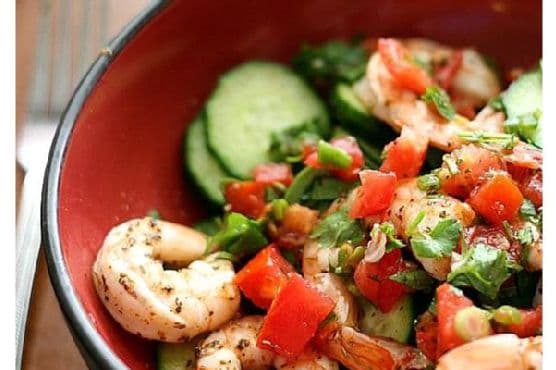 Cajun Shrimp and Marinated Cucumber Salad
