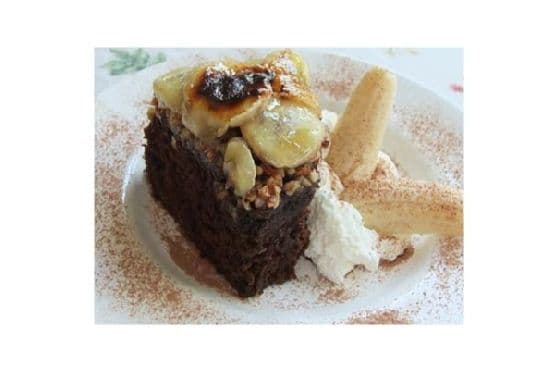 Devil's Food Cake With Caramelized Bananas