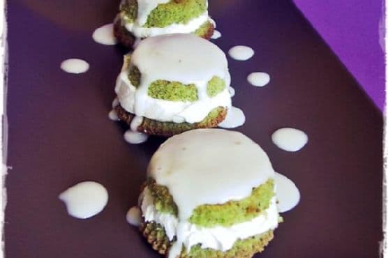 Italian Pistachio Cupcake With Buttercream Icing and Simple Sugar