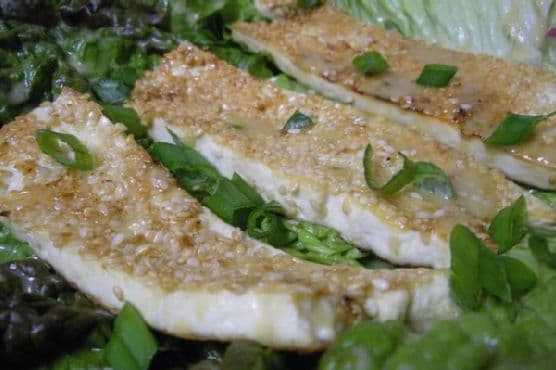 Sesame Seared Tofu With Jalapeno Miso Dressing