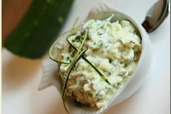 Zucchini Cheese Spread Served With Artisan Bread